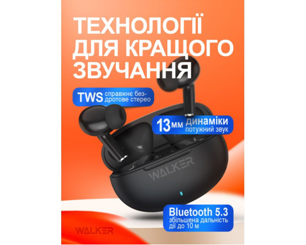 Навушники Bluetooth WALKER WTS-60 ENC black