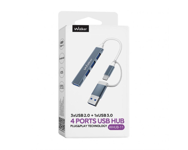 Перехідник USB-HUB 4в1 WALKER WHUB-11