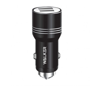 Автомобільний зарядний пристрій (адаптер) WALKER WCR-21 2USB 1.0А / 2.4A black