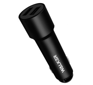 Автомобільний зарядний пристрій (адаптер) WALKER WCR-22 2USB 1.0А / 2.4A black