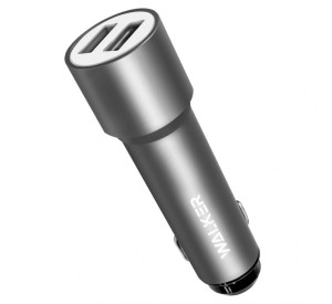 Автомобільний зарядний пристрій (адаптер) WALKER WCR-22 2USB 1.0А / 2.4A grey
