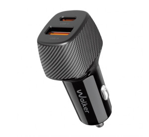 Автомобільний зарядний пристрій (адаптер) WALKER WCR-35 QC3.0_18W / PD_30W / 48W Max black