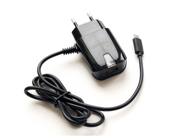 Сетевое зарядное устройство (адаптер) 2в1 WALKER WH-22 1USB / 2A + Micro black