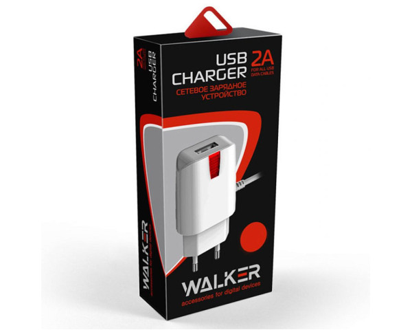 Мережевий зарядний пристрій (адаптер) 2в1 WALKER WH-22 1USB / 2A + Micro white