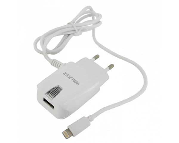 Сетевое зарядное устройство (адаптер) 2в1 WALKER WH-23 1USB / 2A + Lightning white