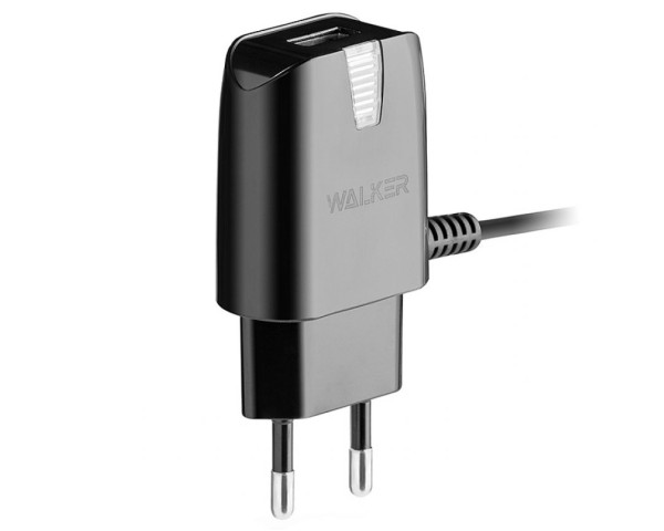 Сетевое зарядное устройство (адаптер) 2в1 WALKER WH-24 1USB / 2A + Type-C black