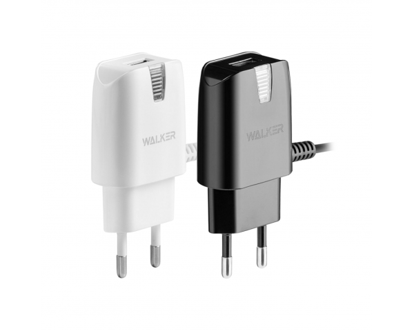 Сетевое зарядное устройство (адаптер) 2в1 WALKER WH-24 1USB / 2A + Type-C black