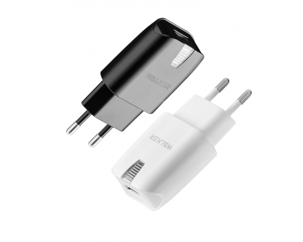 Мережевий зарядний пристрій (адаптер) 2в1 WALKER WH-21 1USB / 2.1A + Lightning black
