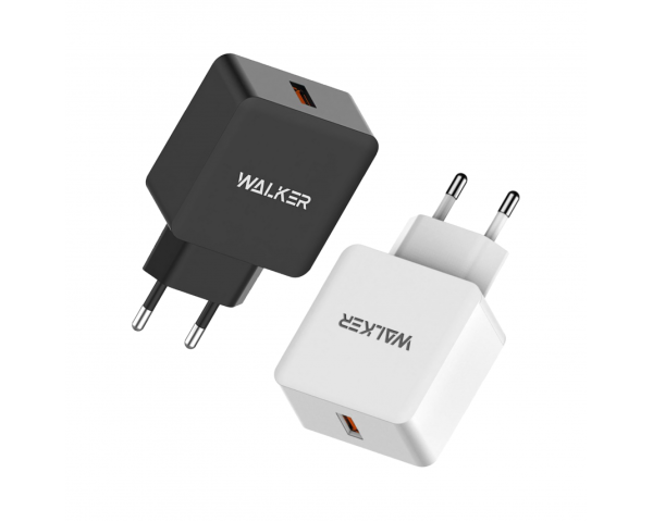 Мережевий зарядний пристрій (адаптер) WALKER WH-25 QC3.0 / 1USB / 3A white