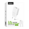 Мережевий зарядний пристрій (адаптер) 2в1 WALKER WH-26 1USB / 2.1A + Type-C white