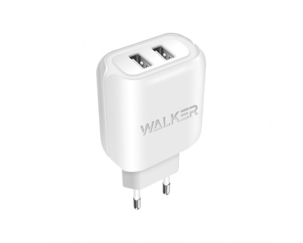 Мережевий зарядний пристрій (адаптер) 2в1 WALKER WH-27 2USB / 2.1A + Micro white