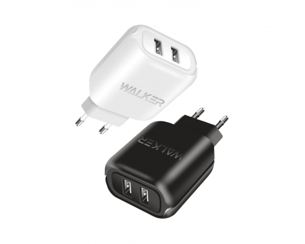 Мережевий зарядний пристрій (адаптер) 2в1 WALKER WH-27 2USB / 2.1A + Type-C white