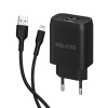 Мережевий зарядний пристрій (адаптер) 2в1 WALKER WH-31 2USB / 2.1A + Lightning black