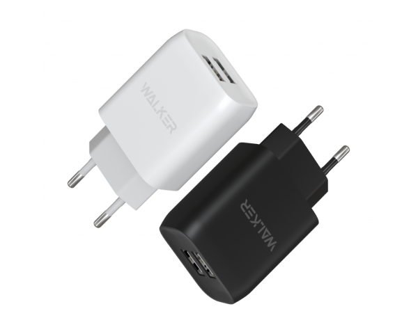 Мережевий зарядний пристрій (адаптер) WALKER WH-31 2USB / 2.1A white