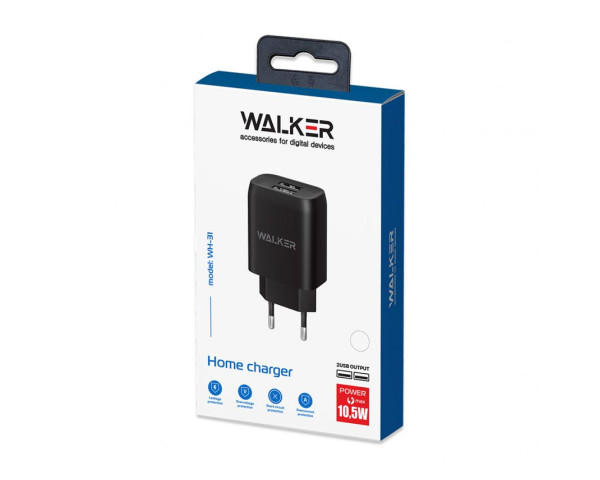 Мережевий зарядний пристрій (адаптер) WALKER WH-31 2USB / 2.1A white