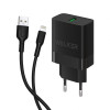 Мережевий зарядний пристрій (адаптер) 2в1 WALKER WH-35 1USB / QC3.0 / 3A / 15W + Lightning black