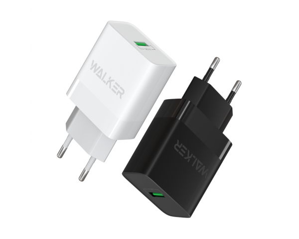 Мережевий зарядний пристрій (адаптер) 2в1 WALKER WH-35 1USB / QC3.0 / 3A / 15W + Lightning black