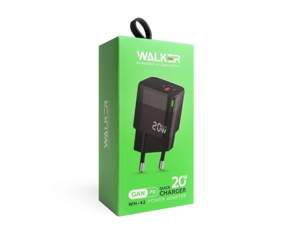 Мережевий зарядний пристрій (адаптер) WALKER WH-42 18W black