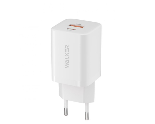 Сетевое зарядное устройство (адаптер) WALKER WH-60 GAN PD_30W / QC_18W / 30W Max white