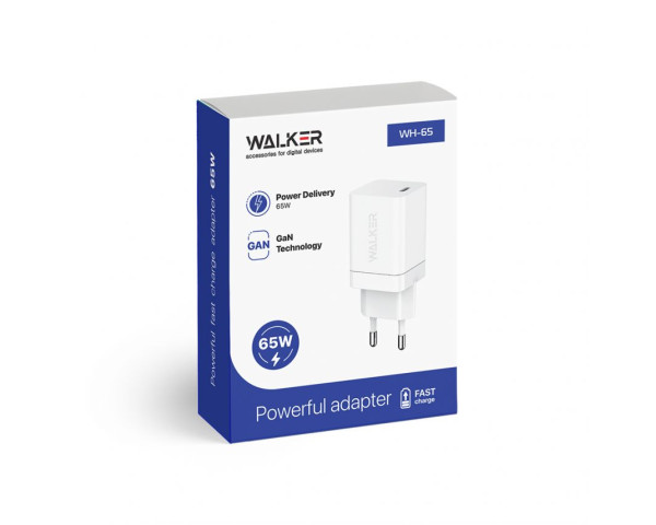 Сетевое зарядное устройство (адаптер) WALKER WH-65 PD_65W / GaN Technology white