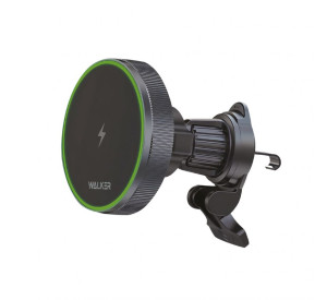Автотримач WALKER CX-055 Magsafe 15W магнітний у вент решітку з функцією бездротового заряджання black