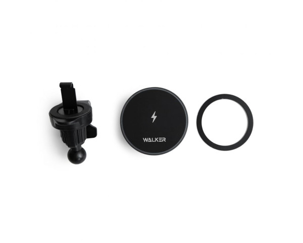 Автотримач WALKER CX-055 Magsafe 15W магнітний у вент решітку з функцією бездротового заряджання black