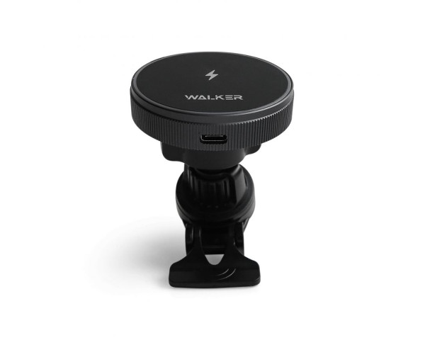 Автотримач WALKER CX-055 Magsafe 15W магнітний у вент решітку з функцією бездротового заряджання black