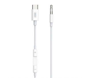 Аудіокабель XO NB-R192B Type-C to AUX 3.5мм white