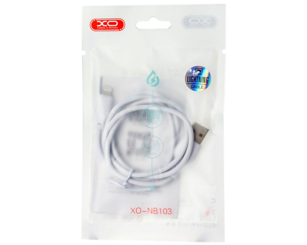 Кабель USB XO NB103 2.1A Quick Charge Lightning 1m прогумований white