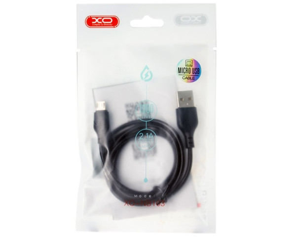 Кабель USB XO NB103 2.1A Quick Charge Micro 2m прогумований black