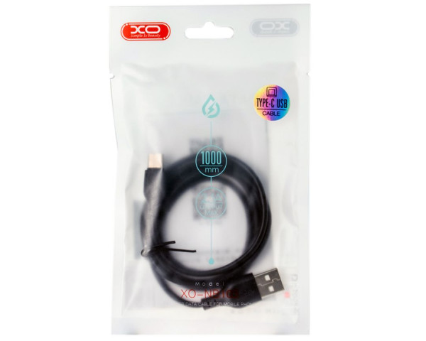 Кабель USB XO NB103 2.1A Quick Charge Type-C 1m прогумований black