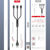 Кабель USB XO NB103 3в1 2.1A Quick Charge Type-C+Micro+Lightning 1m прогумований black