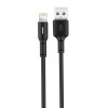 Кабель USB XO NB112 3.0A Quick Charge Led Light Lightning прорезиненный black