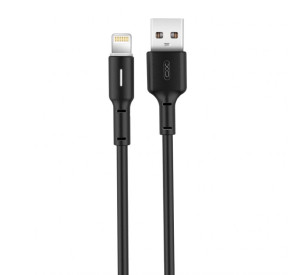 Кабель USB XO NB112 3.0A Quick Charge Led Light Lightning прогумований black