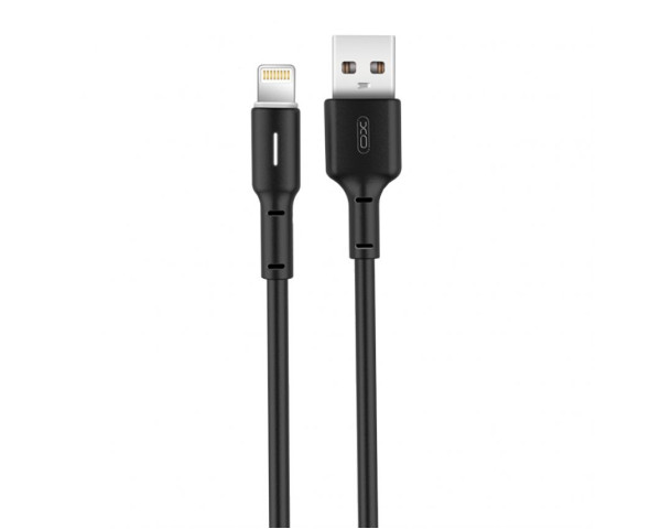 Кабель USB XO NB112 3.0A Quick Charge Led Light Lightning прорезиненный black
