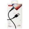 Кабель USB XO NB112 3.0A Quick Charge Led Light Lightning прорезиненный black