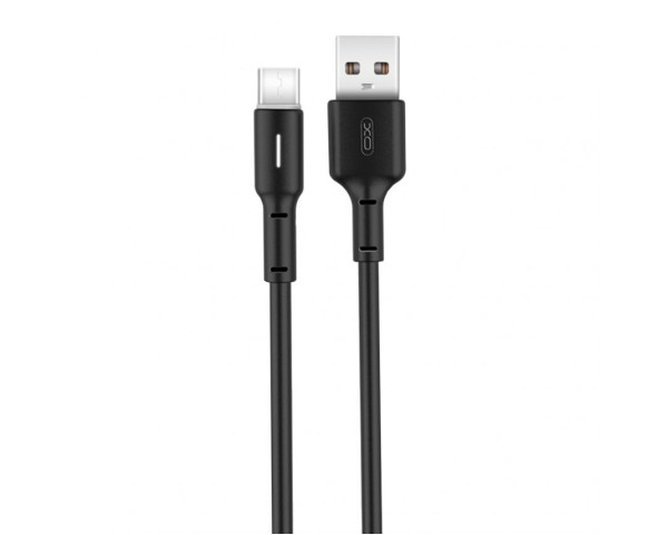 Кабель USB XO NB112 3.0A Quick Charge Led Light Type-C прогумований black