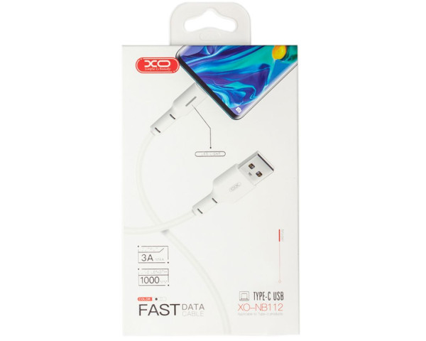 Кабель USB XO NB112 3.0A Quick Charge Led Light Type-C прогумований black