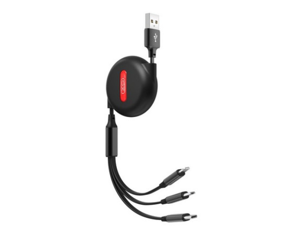 Кабель USB 3в1 XO NB142 Type-C/Micro/Lightning 2.4A black