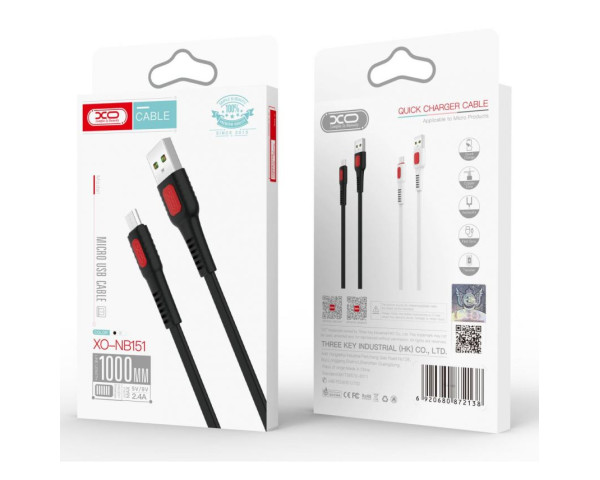 Кабель USB XO NB151 Micro 2.4A black