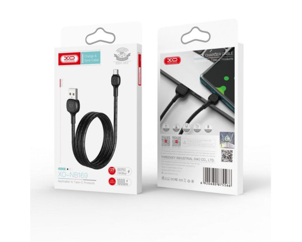 Кабель USB XO NB169 Type-C Quick Charge 2A black