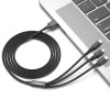 Кабель USB XO NB173 3в1 2.4A type-c+micro+lightning 1.2m тканинний black