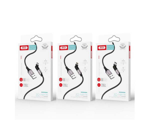 Кабель USB XO NB176 Lightning Quick Charge 2.4A 1.2м black