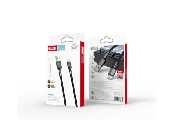 Кабель USB XO NB182 2.4A Quick Charge Micro 1m тканинний black
