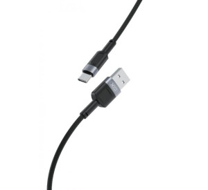 Кабель USB XO NB198 2.4A Quick Charge Type-C тканинний black