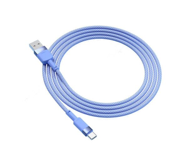 Кабель USB XO NB198 2.4A Quick Charge Type-C тканинний blue