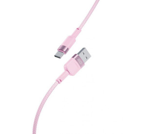 Кабель USB XO NB198 2.4A Quick Charge Type-C тканинний pink