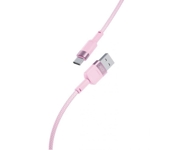 Кабель USB XO NB198 2.4A Quick Charge Type-C тканинний pink