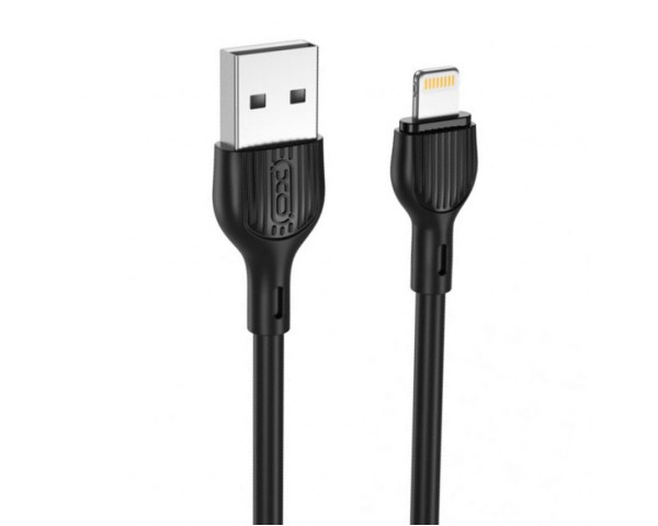 Кабель USB XO NB200 2.1A Quick Charge Lightning 1m прорезиненный black