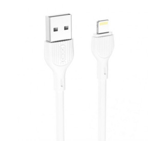 Кабель USB XO NB200 2.1A Quick Charge Lightning 1m прогумований white